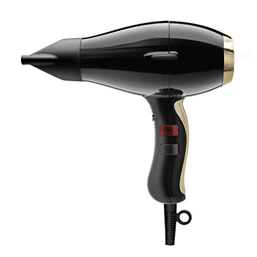 Elchim 3900 Healthy Ionic Black & Gold | Secador de pelo profesional, silencioso, ligero y fácil de usar para un cabello sano, suave y brillante | 30% tiempo de secado reducido – 2400 W