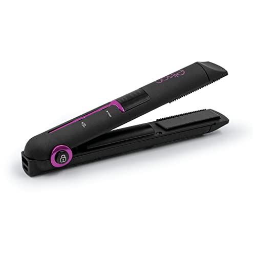 ELISON Alisador para el cabello sin cables, alisador de pelo, plancha de pelo portátil, batería inalámbrica, de viaje, para retoque, recargable por USB, placas de cerámica, funda suave incluida