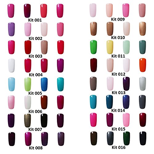 Elite99 4pcs Kit de Esmalte de Uñas de Gel UV LED Shellac Laca Pintauñas Color Semipermanente Base Coat Top Coat Manicura y Pedicura - Kit001