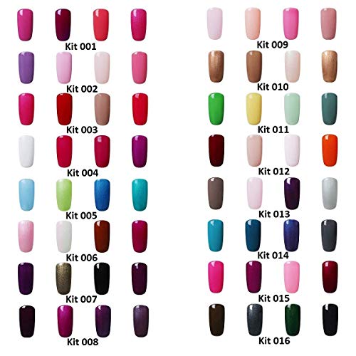 Elite99 4pcs Kit de Esmalte de Uñas de Gel UV LED Shellac Laca Pintauñas Color Semipermanente Base Coat Top Coat Manicura y Pedicura - Kit003