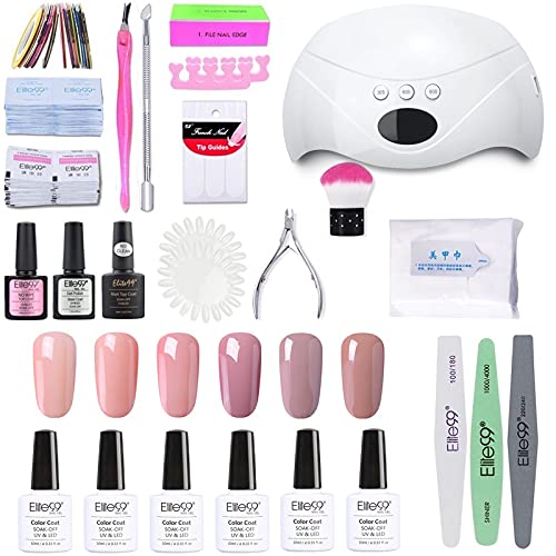 Elite99 Lámpara UV LED para Uñas 24w, 6 Colores Kit de Esmaltes Semipermanentes en Gel UV LED, Base y Top Coat, Semipermanentes, Removedor de Uñas y Accesorios 006