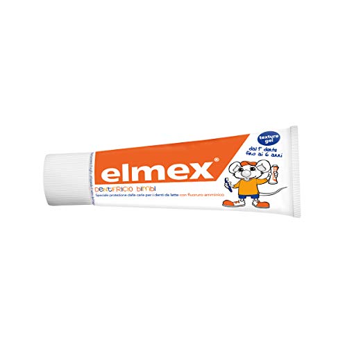 Elmex Pasta de dientes para bebés 0-6 años, con concentración reducida de fluoruro de amina para proteger los dientes de los niños, Anticaria, 0% Colorantes, 50 ml