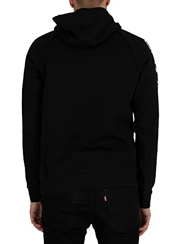 Emporio Armani EA7 de los Hombres Sudadera con Capucha con Logo en el Pecho, Negro, L