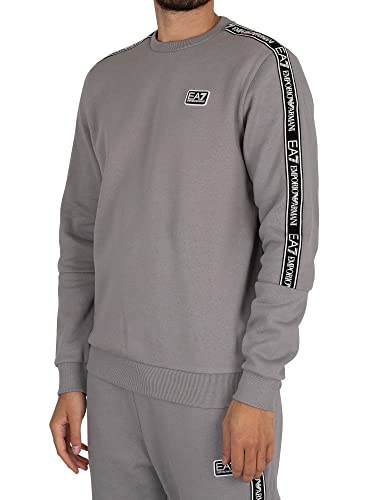 Emporio Armani EA7 de los Hombres Sudadera con Logo en el Pecho, Negro, M