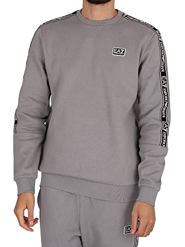 Emporio Armani EA7 de los Hombres Sudadera con Logo en el Pecho, Negro, M