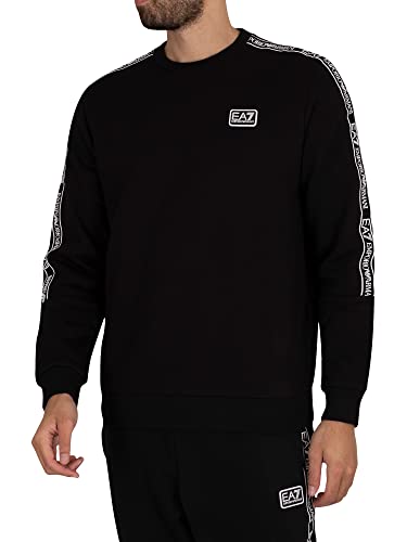 Emporio Armani EA7 de los Hombres Sudadera con Logo en el Pecho, Negro, M