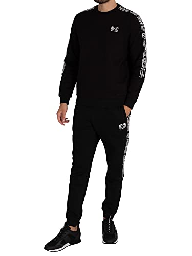 Emporio Armani EA7 de los Hombres Sudadera con Logo en el Pecho, Negro, M