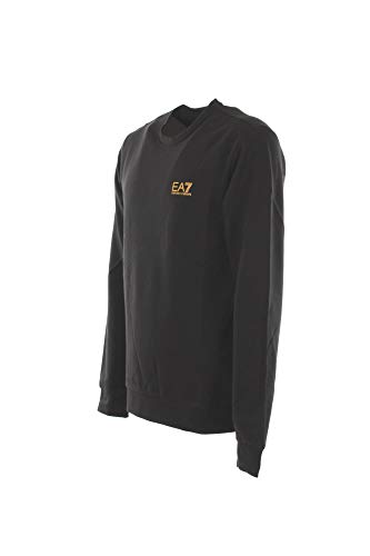 Emporio Armani EA7 de los Hombres Sudadera con Logo en el Pecho, Negro, XXS