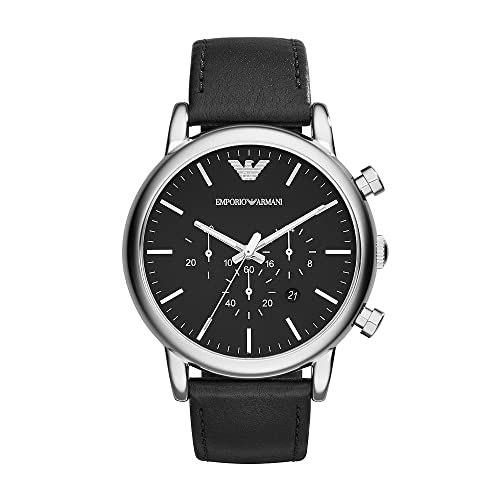 Emporio Armani Reloj Analógico para Hombre de Cuarzo AR1828 Multicolor (Plata/Negro)