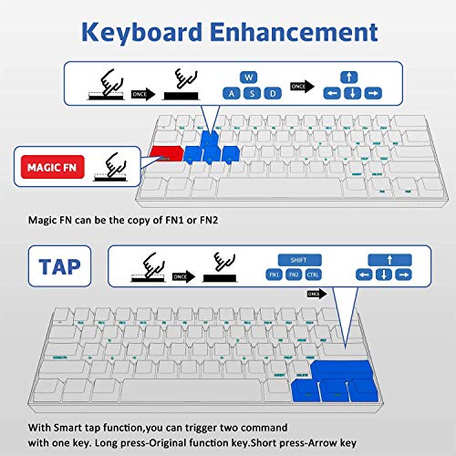 EPOMAKER Anne Pro2 Teclado Inalámbrico 60%, Teclado Bluetooth con Retroiluminación RGB, Teclas PBT, Programable NKRO para Mac/Win/Gamers