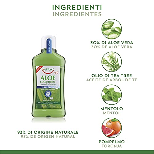 Equilibra Enjuague Bucal Triple Acción a Base de Aloe Vera, 500 ml