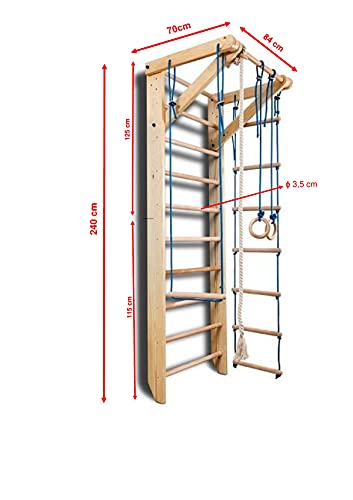 Escalera Sueca Barras de Pared Sport-2-240, Gimnasia de los niños en casa, Complejo Deportivo de Gimnasia