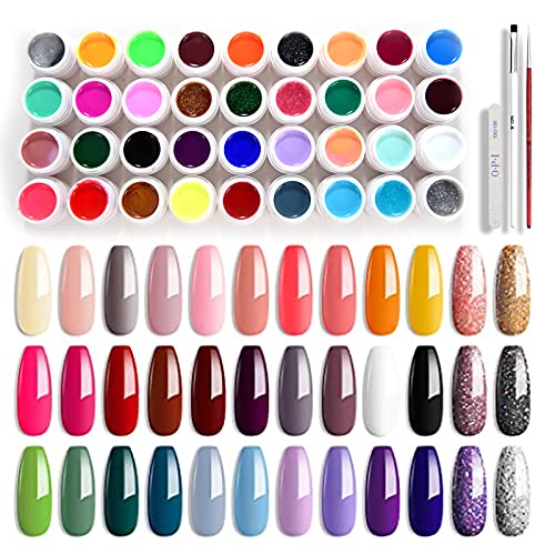 Esmalte Semipermanente de Pintauñas Semipermanentes Uñas Kit Uñas de Gel Kit Completo Gel de kit Uñas Semipermanentes Pintauñas Gel 36 Colores Poli Gel UV Esmalte Pegamento Sólido