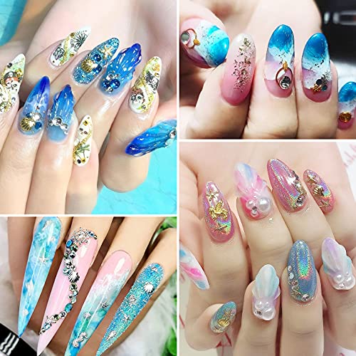 Esmaltes Semipermanentes, Kastiny 27PCS Rosa Azul Océano Sirena Colección Pintauñas Semipermanente con Base, Capa Superior Brillante y Mate, Uñas Gel UV LED para Navidad y Año Nuevo