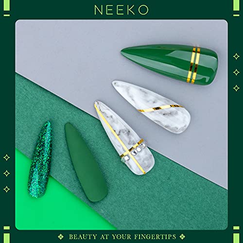 Esmaltes Semipermanentes, NEEKO 6 Colores Pintauñas Semipermanente, Remoje el Esmalte de uñas en Gel UV LED para Salón de uñas， Verde Clásico