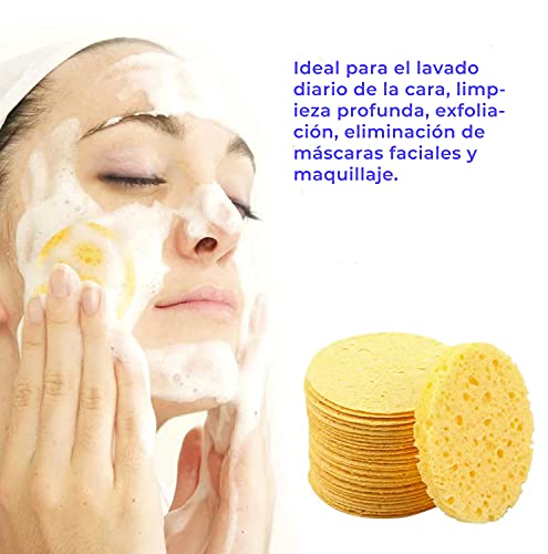 Esponjas Faciales de Celulosa | 20 Unidades | 100% Naturales y Biodegradables | Limpieza facial, Mascarilla exfoliante | Desmaquillante | e-koala