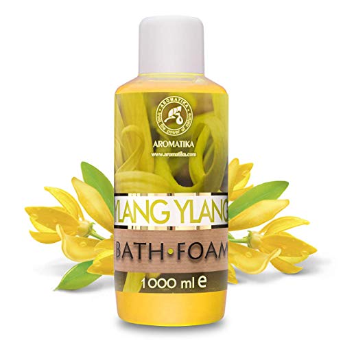 Espuma Baño con Aceite Esencial Ylang Ylang 1000ml - Cuidado del Cuerpo - Buen Sueño - Belleza - Cuidado del Cuerpo - Bienestar - Relajación - Aromaterapia - Spa - Aroma Ylang - Baños de Burbujas