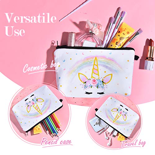 Estuche de Maquillaje de Unicornio - Estuche de Cosméticos para Niñas Mujeres Estuche de Lápices de Viaje Portátil, Organizador Resistente al Agua Regalo de Cumpleaños y Navidad