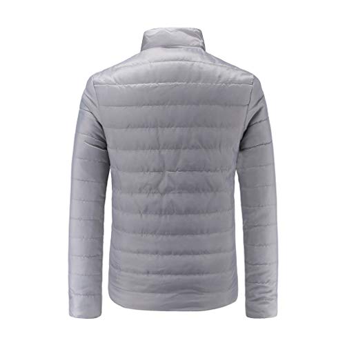 EUCOO - Abrigo de algodón para hombre, ultraligero, cuello alto, abrigo de invierno de plumón, chaqueta de plumón comprimible, plumón de algodón cálido gris 5XL