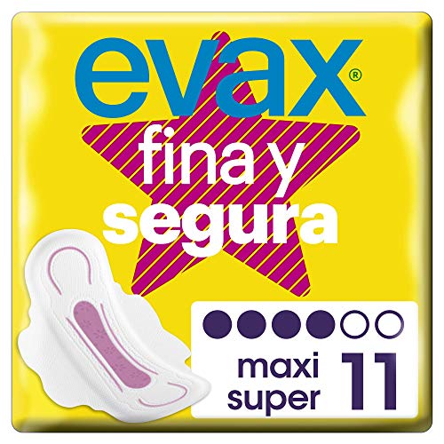 Evax Fina y Segura Super/Maxi Compresas Con Alas - 11 Unidades