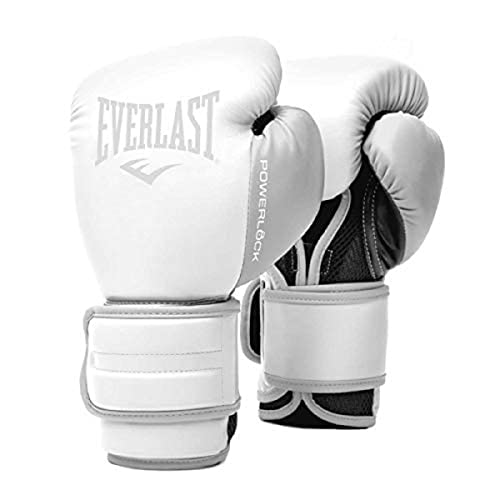 EVERLAST Powerlock 2R - Guantes de Entrenamiento (14 oz), Color Blanco