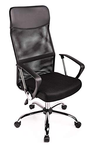 Exofcer Silla de Giratoria Silla de Escritorio Malla con Respaldo Alto Transpirable Silla de Oficina Ergonómica Silla Ejecutiva (Negro)