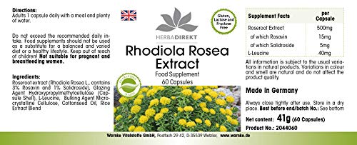 Extracto de Rhodiola rosea 500mg – 3% de rosavina – 60 cápsulas