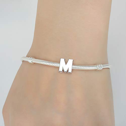 Fantasticharm fits Pandora Bracelet Breloque en forme de lettre de A à Z en argent sterling 925 compatible avec un bracelet Pandora