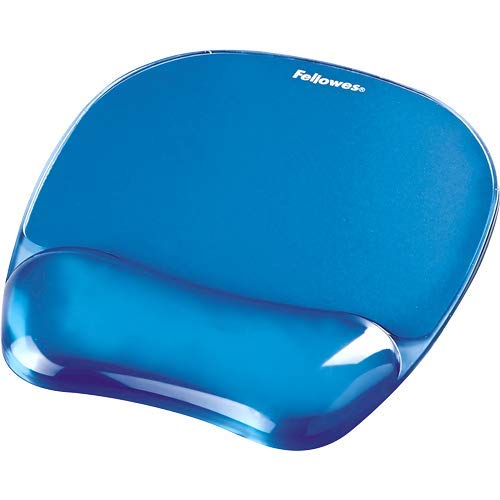 Fellowes Gel Crystals - Alfombrilla de ratón con reposamuñecas ergonómico, color azul