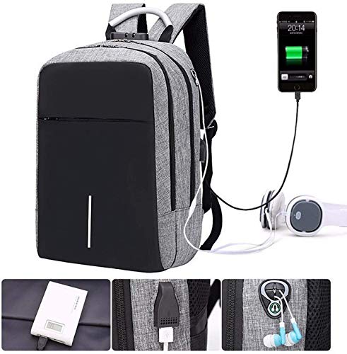 Felly Mochila Antirrobo, Mochila para Portatil Hombre 15.6 Pulgadas Impermeable con Puerto de USB, Multifuncional Ordenador Portatil para Escolares Negocio Trabajo Viaje