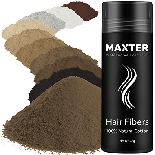 Fibras Capilares Maxter - Disimula la Falta de Pelo al Instante, Microfibras de Algodón en Polvo 100% Natural para Hombre y Mujer (Castaño Claro 28g)