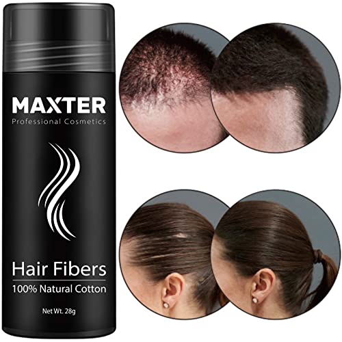 Fibras Capilares Maxter - Disimula la Falta de Pelo al Instante, Microfibras de Algodón en Polvo 100% Natural para Hombre y Mujer (Castaño Claro 28g)