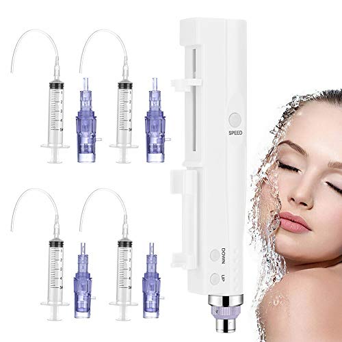 Filfeel Eléctrica dermatológicamente Pen Auto Nano Micro masajeador Piel Anti-Edad Arrugas Eliminar Whitening Piel Facial y Corporal(1pcs Derma Pen + 12pin Needle + 2pcs Syrup)