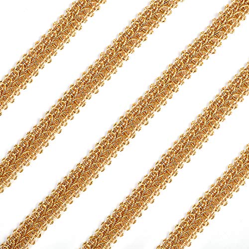 FINGERINSPIRE Cinta de encaje de 13,7 m con trenzas metálicas de 15 mm x 1,5 mm para bodas, disfraces o joyas, manualidades y costura