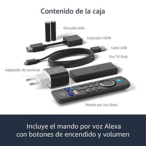 Fire TV Stick con mando por voz Alexa (incluye controles del TV), dispositivo de streaming HD