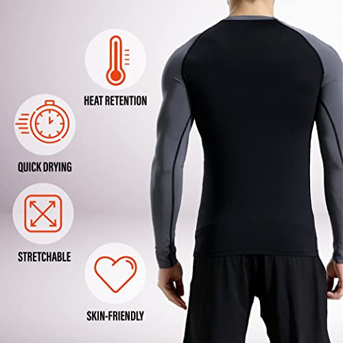 Fit Nation Set de Ropa Térmica Hombre: Top de Manga Larga Transpirable y Calzoncillos Largos térmicos para Hombre. Absorbe la Humedad - Ropa térmica para Hombre para Actividades de Invierno