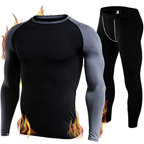 Fit Nation Set de Ropa Térmica Hombre: Top de Manga Larga Transpirable y Calzoncillos Largos térmicos para Hombre. Absorbe la Humedad - Ropa térmica para Hombre para Actividades de Invierno