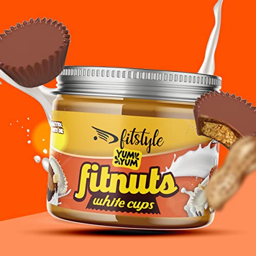 FITnuts White Cups 200g | Crema de cacahuete 83% sabor chocolate blanco | Sin azúcar y sin aceite de palma | Fabricada en España artesanalmente