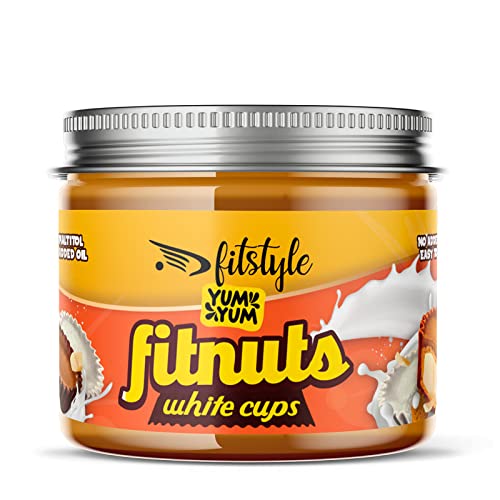 FITnuts White Cups 200g | Crema de cacahuete 83% sabor chocolate blanco | Sin azúcar y sin aceite de palma | Fabricada en España artesanalmente