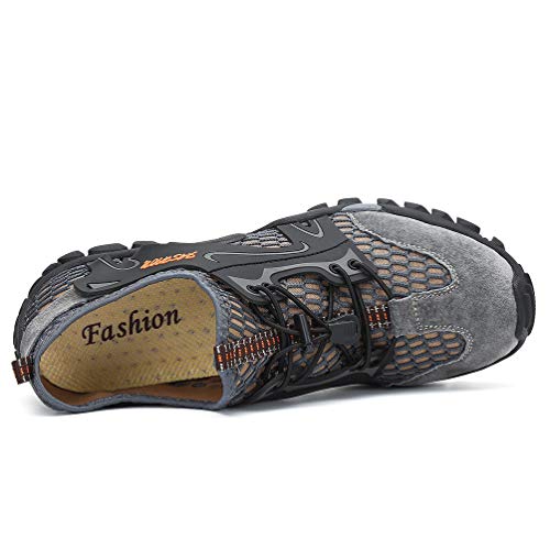 Flarut Sandalias Deportivas Trekking Hombres Verano Pescador Playa Zapatos Casuales Transpirable Zapatilla de Senderismo Deportes Montaña y Asfalto Zapatos para Correr Malla(Gris,43)