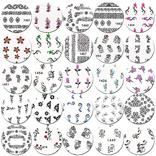 FLOFIA 50 Hojas Pegatinas Uñas al Agua 3D Decorativas Flores Mariposas Pegatinas Transferencia Agua Calcomanías Arte Uñas para Gel Esmalte Decoración Nail Stickers Estilos Variados