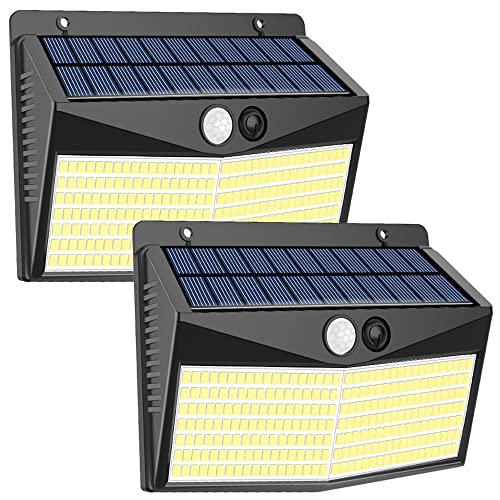 Focos Led Exterior Solares - 248 LED Focos Solares Exterior con Sensor de Movimiento 3 Modos Impermeable 2000 Lumen Lampara Lluminación para Jardin Garaje Patio Terraza - 2 PACK