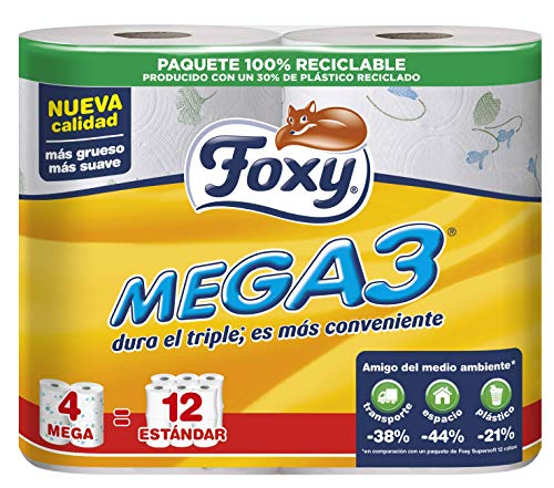 Foxy - MEGA3 - Papel higiénico - 4 rollos (Papel WC)