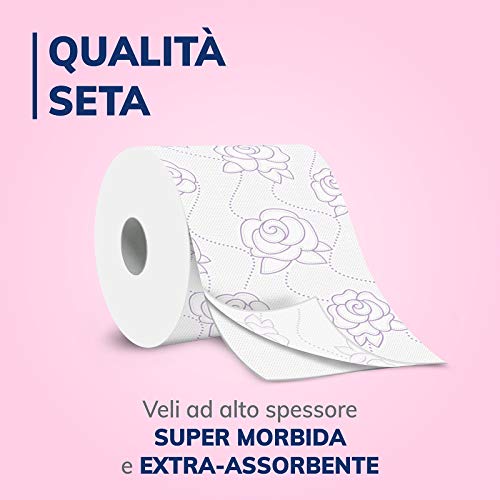 Foxy Seta | Papel higiénico neutro en la piel | 28+14 rollos, 28 + 14 Gratis| 216 desgarros por rollo | 2 capas de alto grosor | Papel 100% certificado FSC | Paquete 100% reciclable