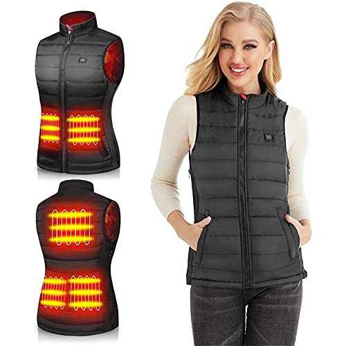 FR&RF Chaqueta de Chaleco con calefacción Mujer Abrigo Ropa Inteligente Calefacción Eléctrica Termal Ropa Caliente Termal Caza Calentado Invierno,Negro,M