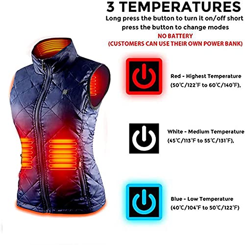 FR&RF Mujeres calefacción Chaleco otoño e Invierno Chaleco algodón USB infrarrojo calefacción eléctrica Chaleco Mujeres Flexible Termal Invierno Chaqueta Caliente,Azul,M