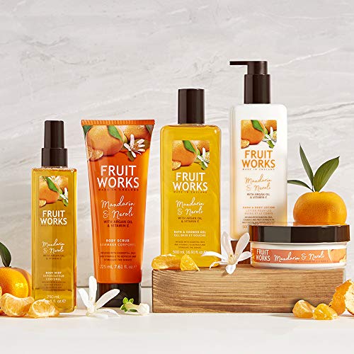 Fruit Works Mandarin & Neroli Cruelty Free & Vegan Bath & Shower Gel With Natural Extracts 1x 500ml