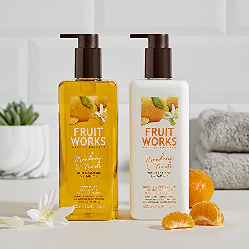 Fruit Works Mandarin & Neroli Cruelty Free & Vegan Bath & Shower Gel With Natural Extracts 1x 500ml