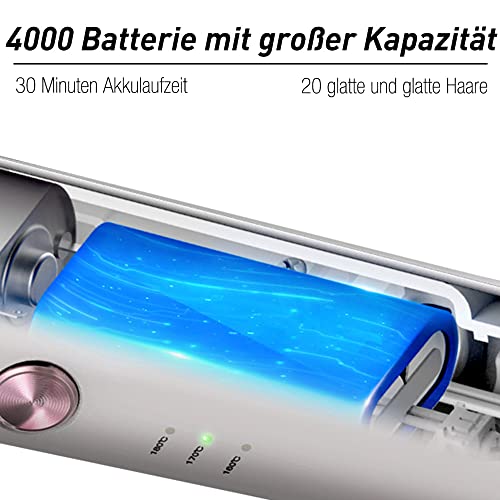 Furado Peine Alisador De Cabello Electrico, Cepillo Alisador, Temperatura Regulable, Anti-quemaduras, con Batería Recargable de 4000 mAh Peine Alisador de Cabello con Función Anti-escaldado