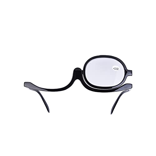 Gafas de maquillaje con aumento de ojos, gafas de maquillaje giratorias para mujer, herramienta esencial de maquillaje(Negro 1)